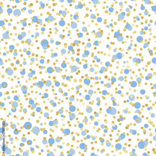 Blue and Gold Confetti Seamless Pattern - Cute blue and gold confetti repeating pattern design