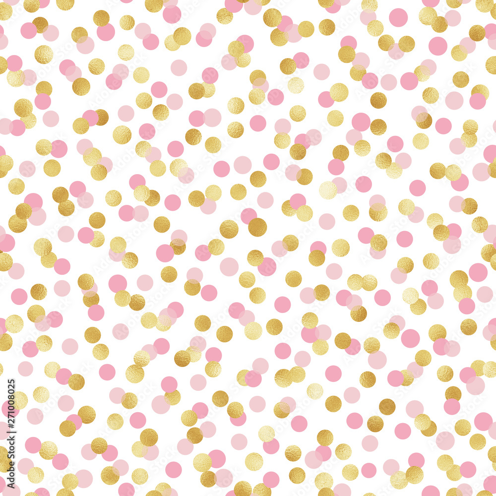 Pink and Gold Confetti Seamless Pattern - Cute pink and gold confetti repeating pattern design Pink and Gold Confetti Seamless Pattern - Cute pink and gold confetti repeating pattern design
