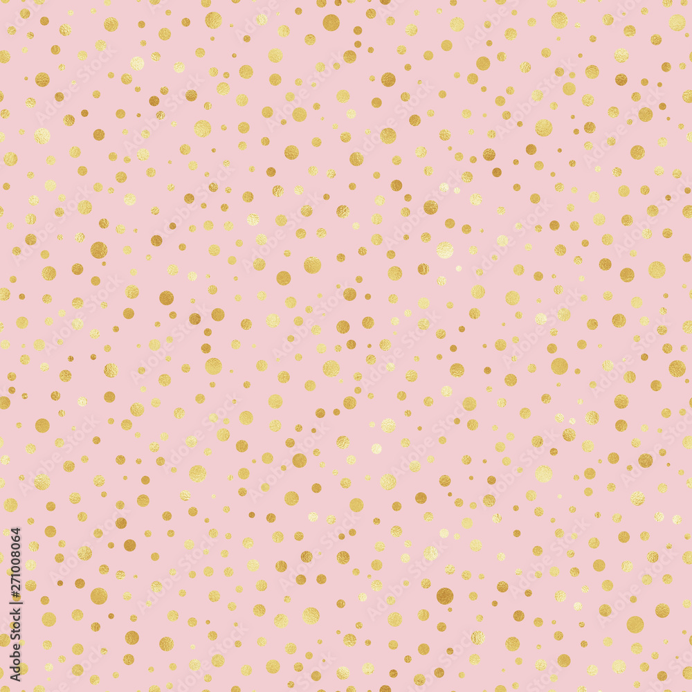 Pink and Gold Confetti Seamless Pattern - Cute pink and gold confetti repeating pattern design