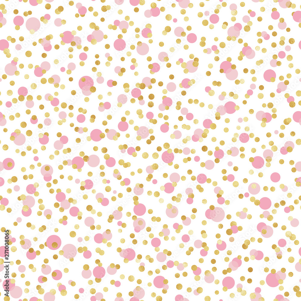 Pink and Gold Confetti Seamless Pattern - Cute pink and gold confetti repeating pattern design Pink and Gold Confetti Seamless Pattern - Cute pink and gold confetti repeating pattern design