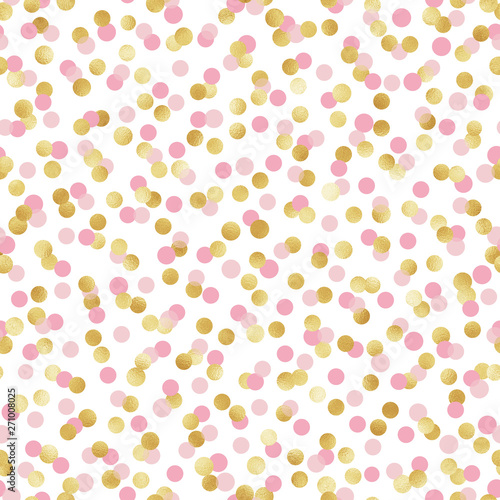Wallpaper Mural Pink and Gold Confetti Seamless Pattern - Cute pink and gold confetti repeating pattern design Torontodigital.ca