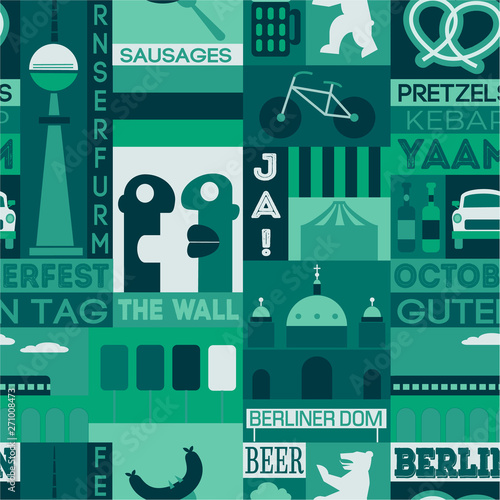 Sticker Berlin city seamless pattern design