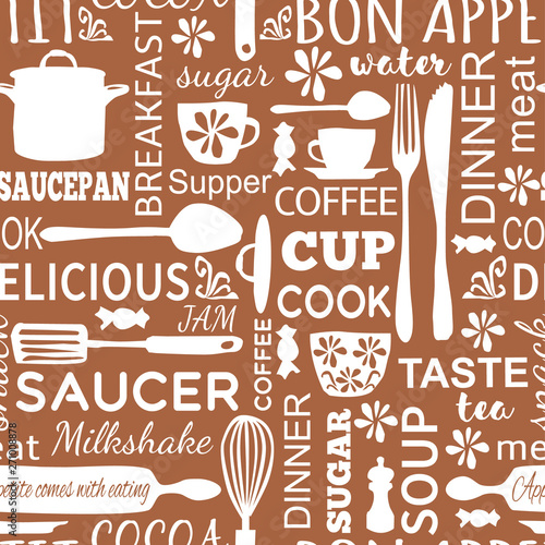 Kitchen pattern seamless hand drawn design