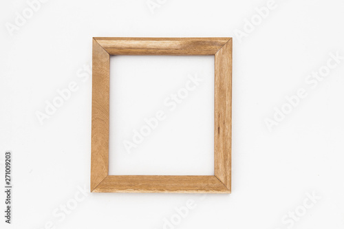 Wooden frame for painting or picture on white background