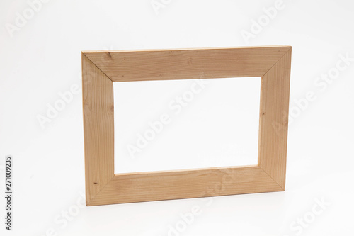 Wooden frame for painting or picture on white background