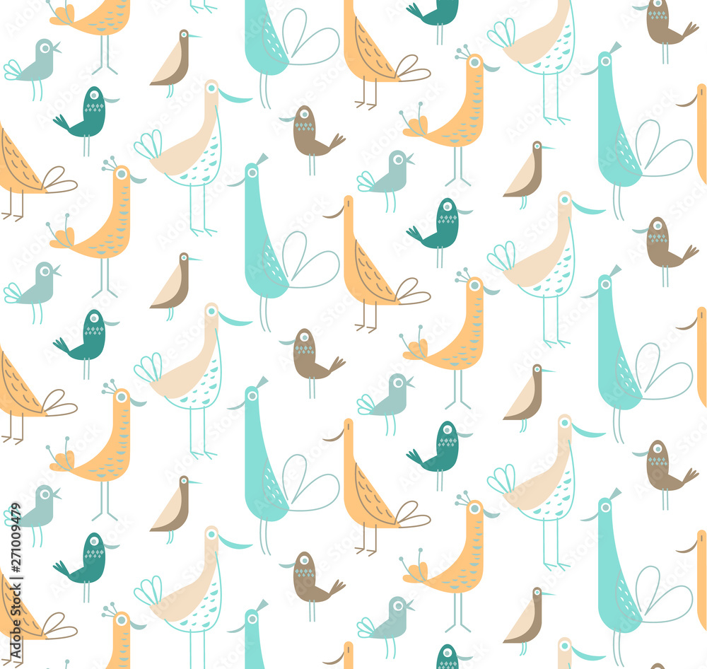 Bird pattern flat illustration seamless design