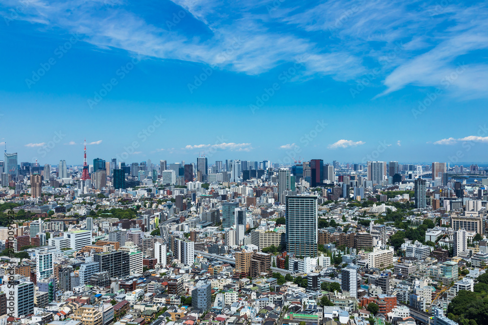 (東京都-都市風景)高層ビルラウンジから望む晴海･お台場方面の風景１