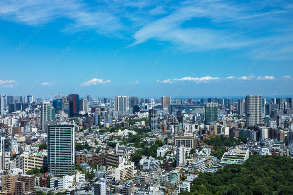 (東京都-都市風景)高層ビルラウンジから望む晴海･お台場方面の風景２