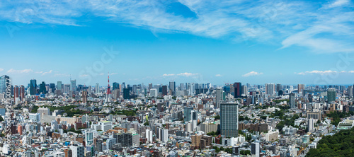 (東京都-風景パノラマ)高層ビルラウンジから望む六本木側からお台場方面までの風景３