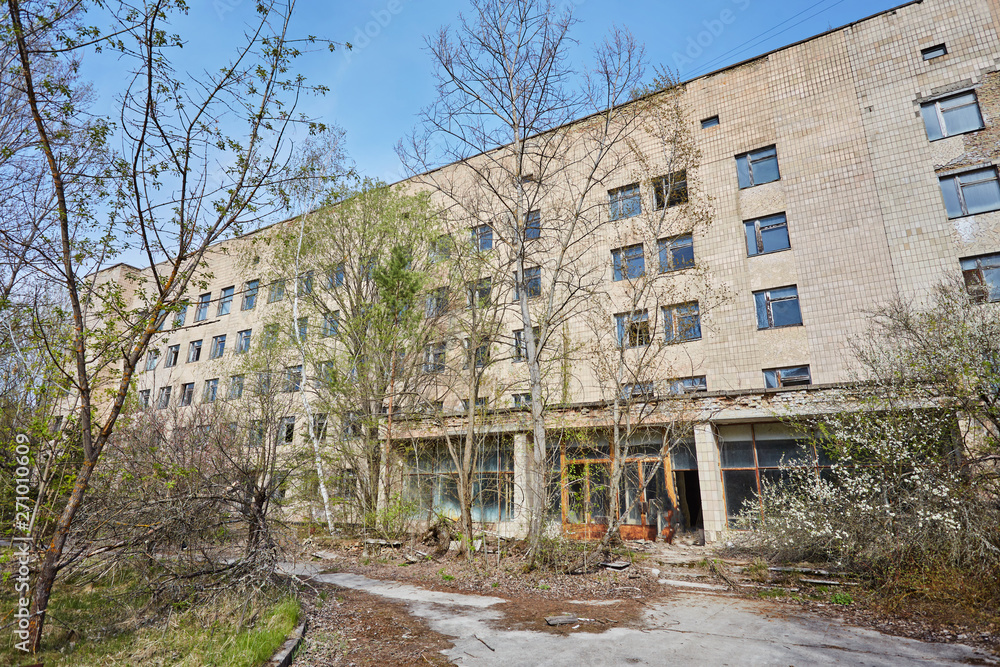 Fototapeta premium abandoned hospital in the city of Pripyat, Ukraine. Consequences of a nuclear explosion at the Chernobyl nuclear power plant