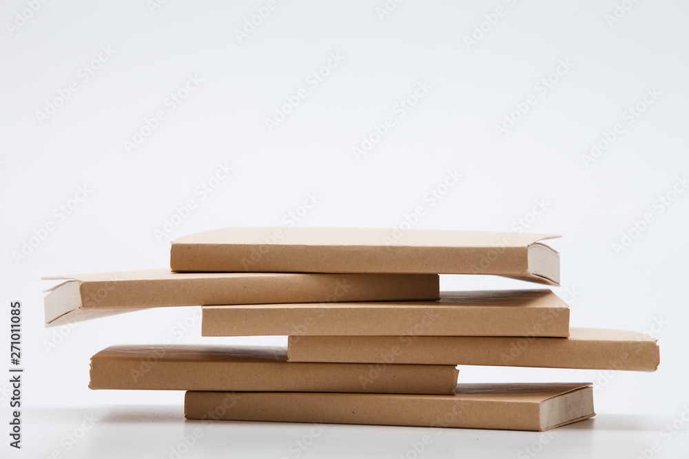  Stack of brown books isolated 