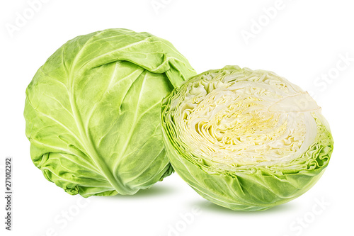 Print op canvas Green cabbage isolated on white background