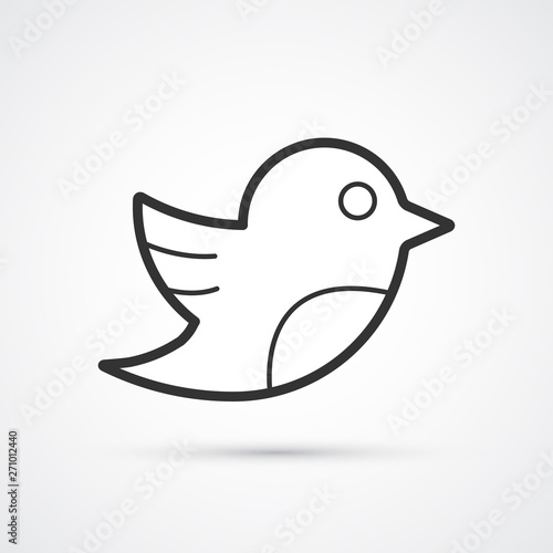 Social bird flat line trendy black icon. Vector eps10