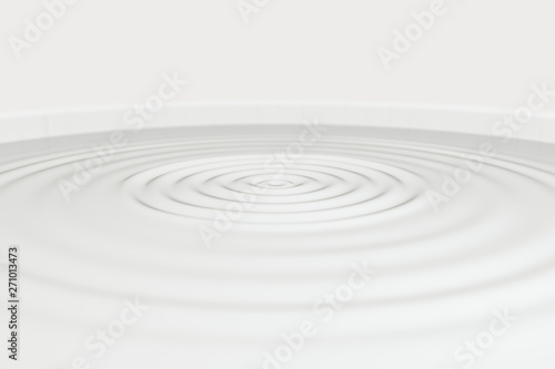 White wave liquid ripples by fluid simulation, 3d rendering