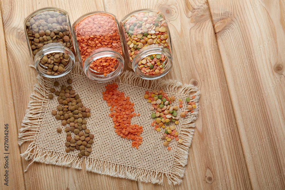 Various types of lentils.