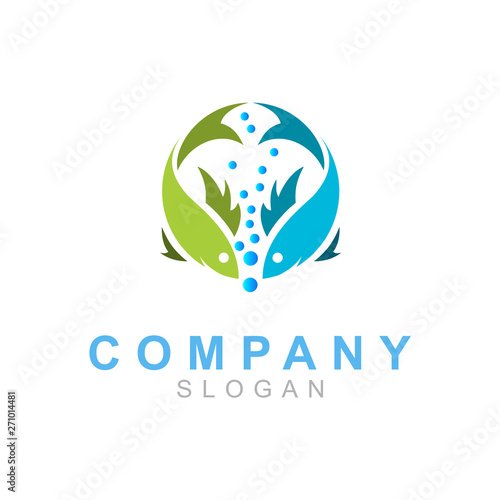 logo of two twin fish face to face, logo ready for use