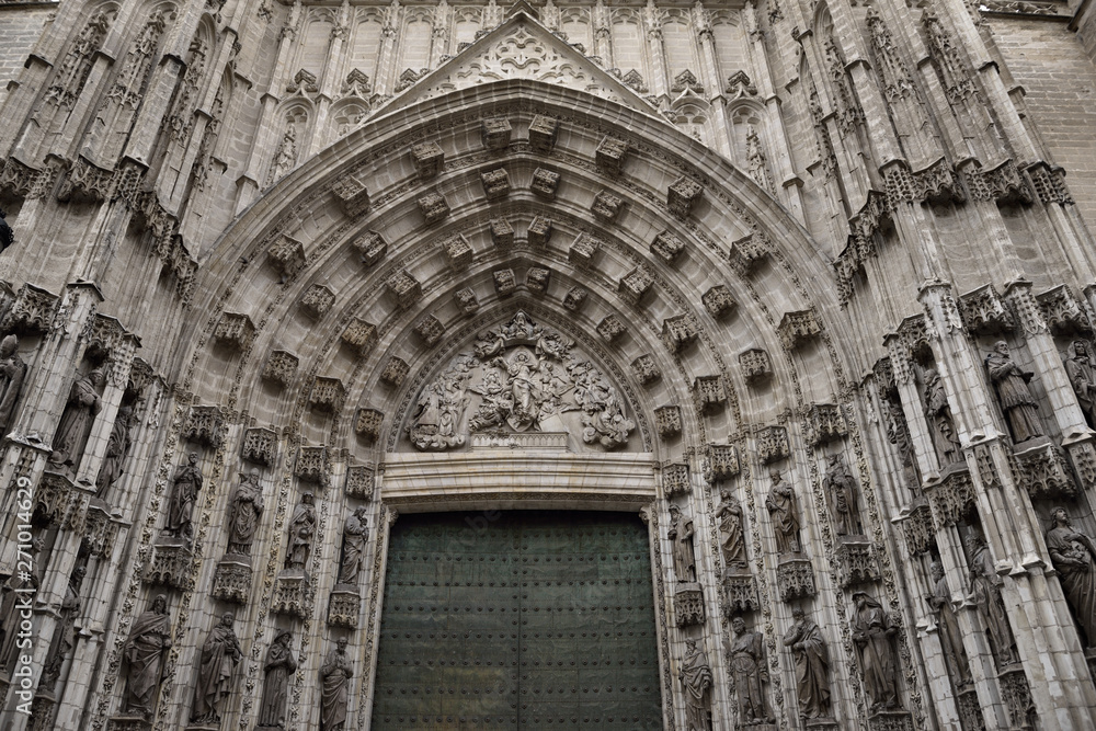 Main door of the Assumption of Saint Mary of the See cathedral Seville Spain