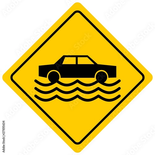 Flash Flood Zone - A cartoon illustration of a Flash Flood Sign.