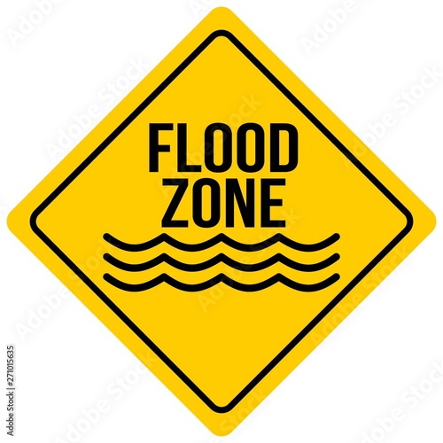 Flood Zone Sign - A cartoon illustration of a Flash Flood Sign.