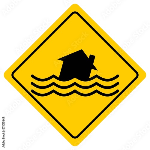 Flood Zone - A cartoon illustration of a Flash Flood Sign.