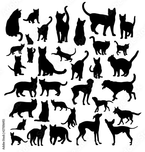 Cat And Dog Silhouette, art vector design