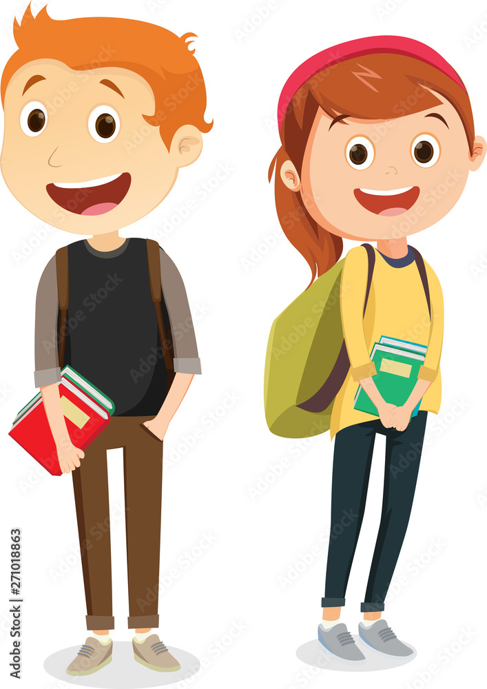 Two smiling school kids. back to school concept Two smiling school kids. back to school concept