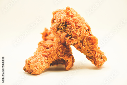 Fried chicken crispy on white background