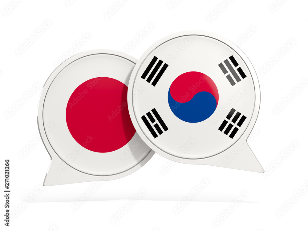 Flags of Japan and south korea inside chat bubbles Flags of Japan and south korea inside chat bubbles