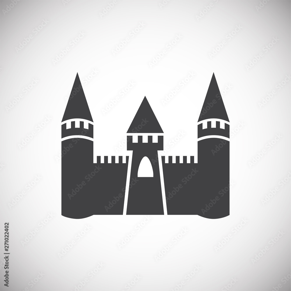 Castle icon on background for graphic and web design. Simple illustration. Internet concept symbol for website button or mobile app.