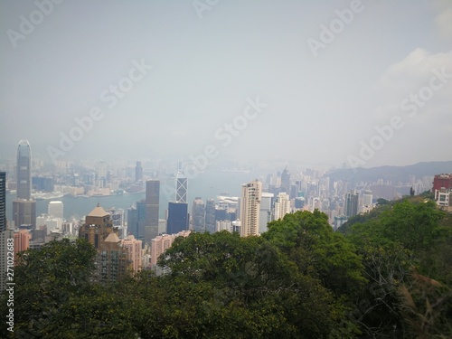 View of Hong Kong from The Peak Victoria in spring