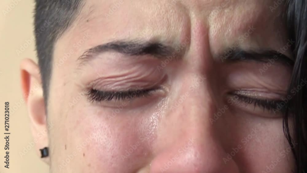 Eve's Two Brown Eyes Crying Tear Drop Close Up Pain Sad Woman Eve's Two Brown Eyes Crying Tear Drop Close Up Pain Sad Woman