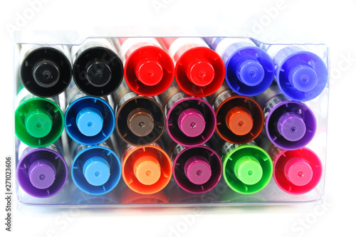 Colorful marker pens isolated on white background