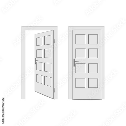 Fototapeta Naklejka Na Ścianę i Meble -  Doors set. Front view opened and closed the door. Isolated vector illustration