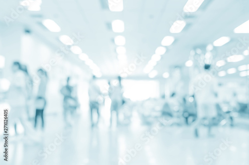 Blurred interior of hospital - abstract medical background. photo