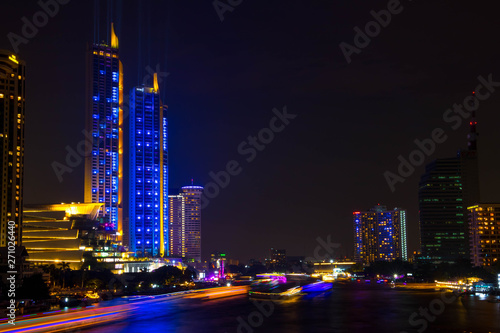 Bangkok Thailand : 10 November 2018 Icon Siam grand opening with laser lighting show at Chaophraya River Bangkok.