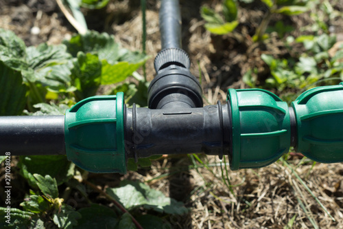 Plastic pipe with tee for drip irrigation system