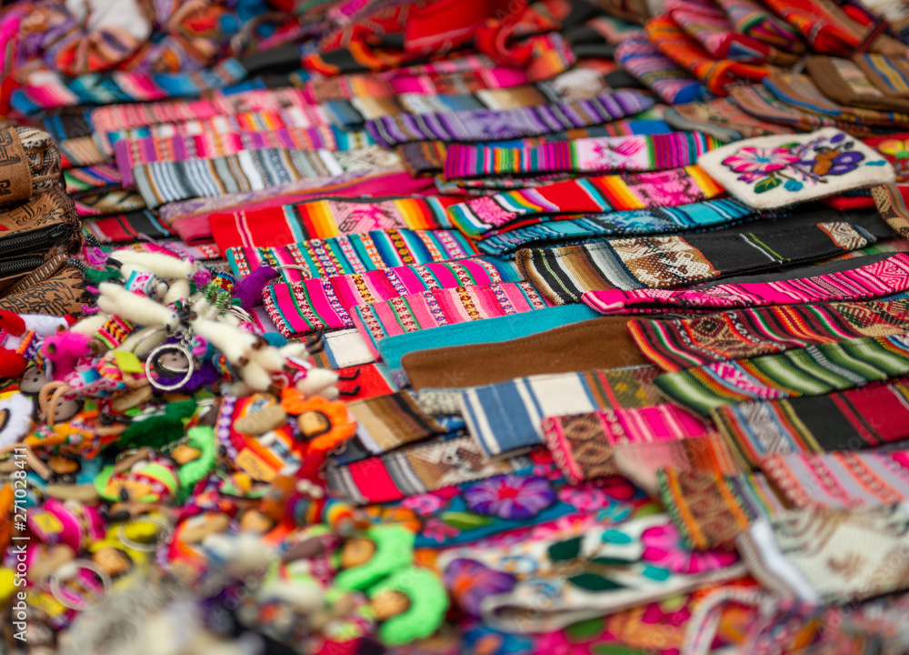 Souvenir market with handmade items in Peru