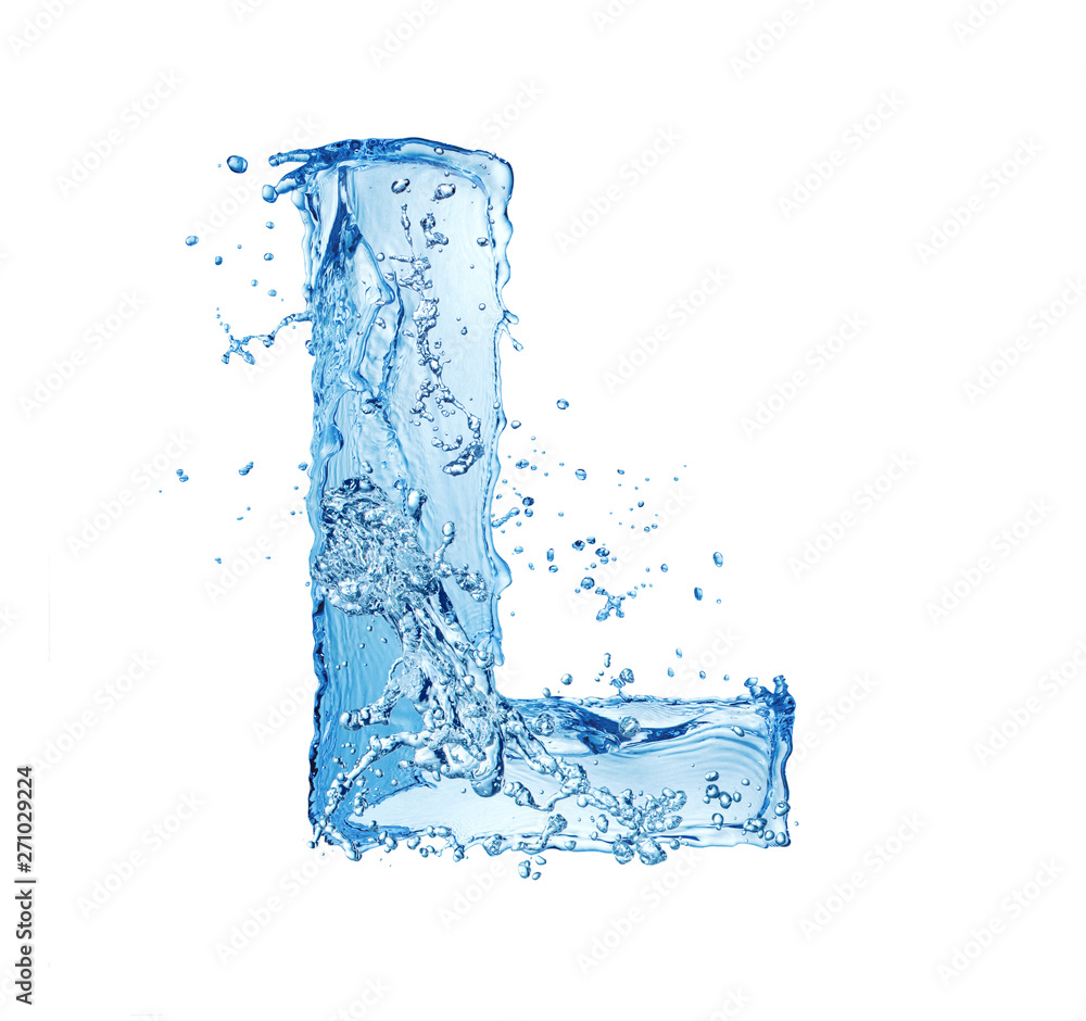 letter L made of water splash isolated on white background letter L made of water splash isolated on white background