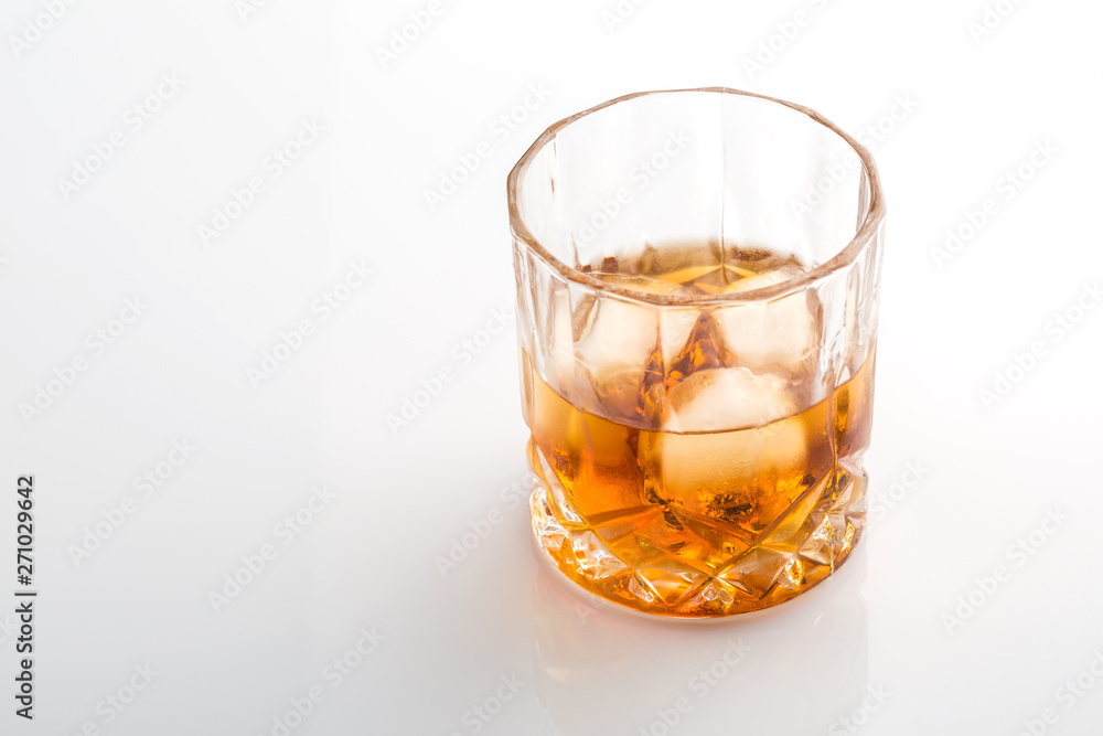 Whiskey with ice cubes. Whiskey with ice cubes.