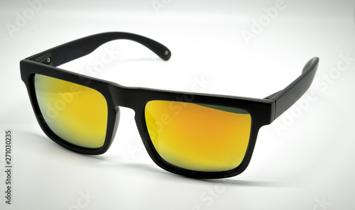 Fashion sunglasses. Sunglasses with mirror lenses. sunglasses on white background.