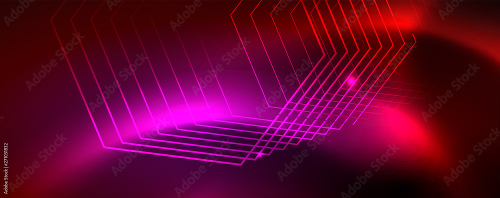 Neon glowing techno lines, hi-tech futuristic abstract background template, vector Neon glowing techno lines, hi-tech futuristic abstract background template, vector