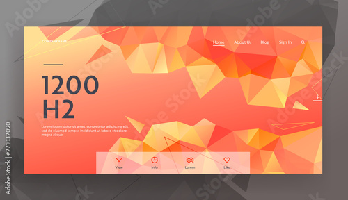 Abstract Triangulated Background with Dynamic Red Orange Colored Pattern. Modern Geometric Texture with Low Poly Triangles Fond Website Landing Page, Web Page. Cartoon Flat Vector Illustration, Banner