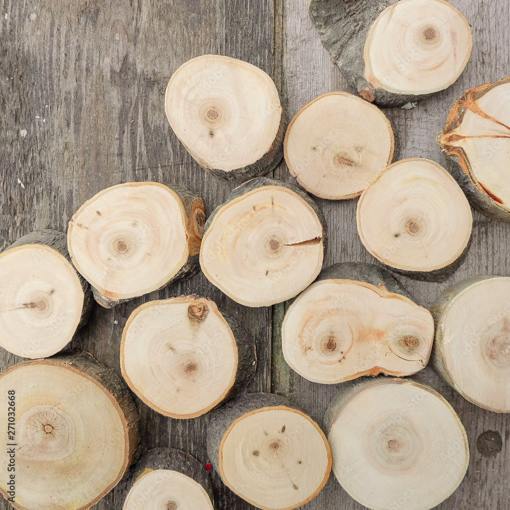 wood cuts on the barn background