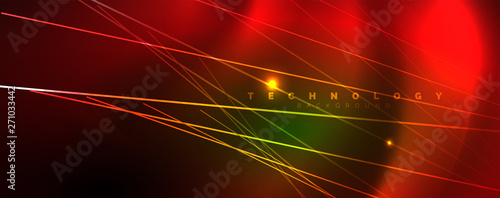 Vector neon light lines concept, abstract background