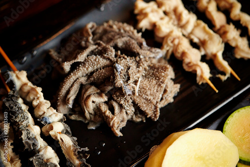 Εκτύπωση καμβά Skewered offal meat for BBQ