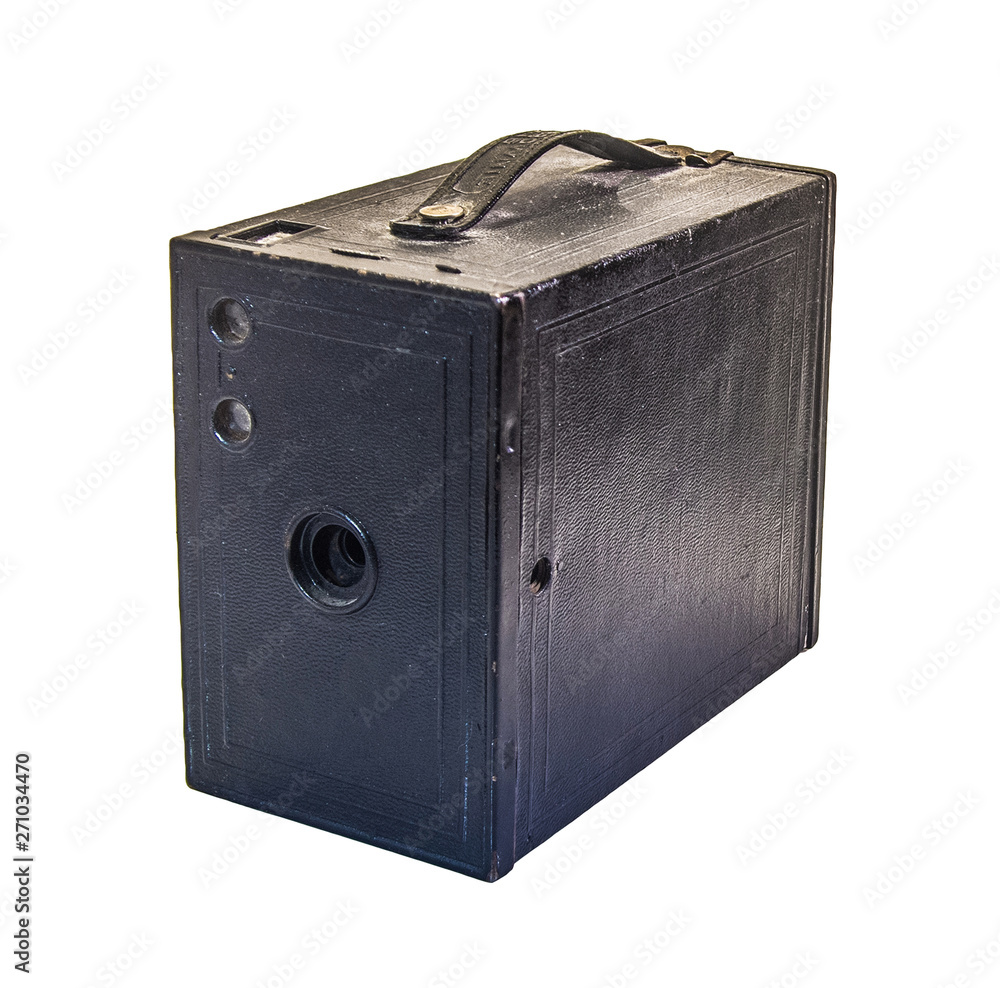 Obraz premium antique box camera on white background