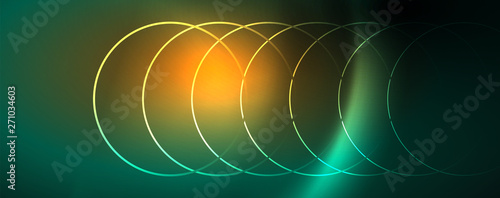 Shiny neon lines template - northern lights glowing blur lines. Futuristic style glow neon 80s disco club or night party techno template