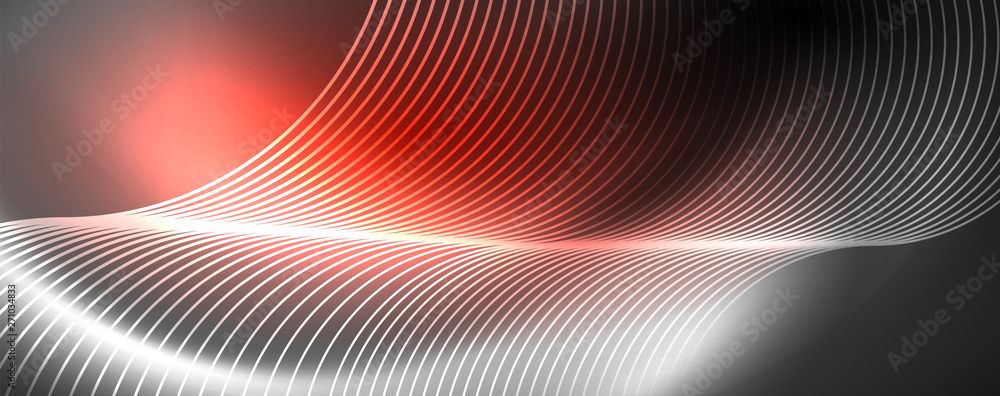 Shiny neon lights, dark abstract background with blurred magic neon light curved lines Shiny neon lights, dark abstract background with blurred magic neon light curved lines