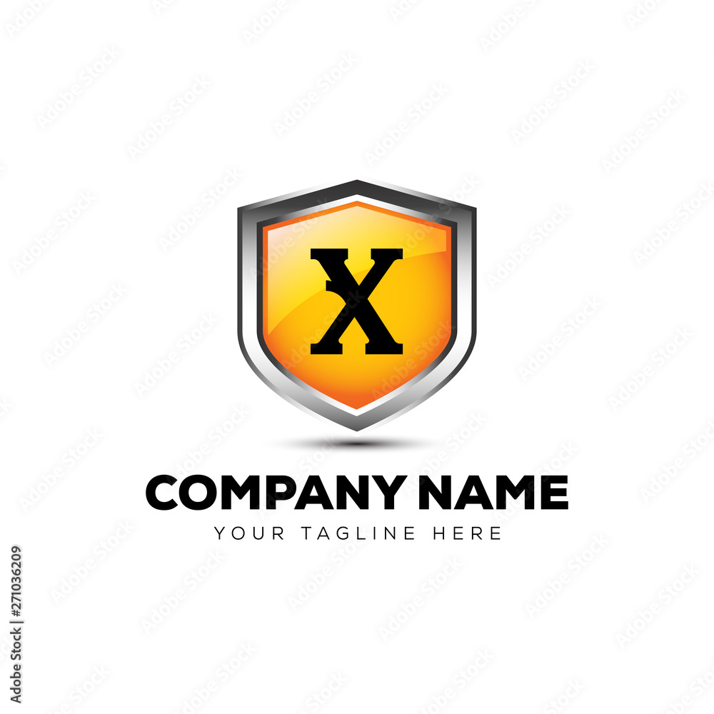 Letter X Shield Logo 3D vector template security company Letter X Shield Logo 3D vector template security company