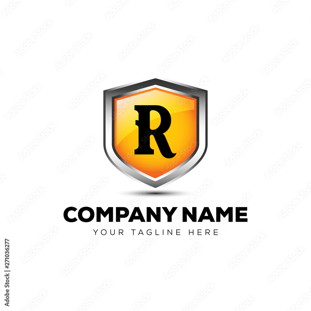Letter R Shield Logo 3D vector template security company Letter R Shield Logo 3D vector template security company